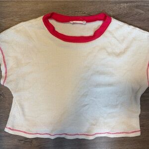 All in Favor White and Pink Crop Top